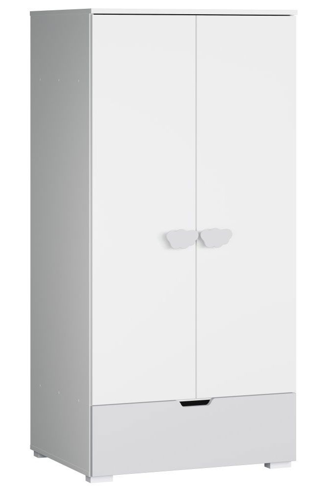 Babyzimmer - Drehtürenschrank / Kleiderschrank Maipu 04, Farbe: Weiß / Grau - 195 x 90 x 52 cm (H x B x T)