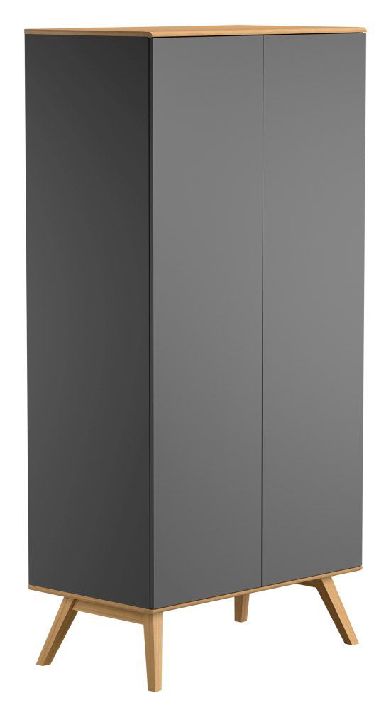 Drehtürenschrank / Kleiderschrank Naema 08, Farbe: Grau / Eiche - Abmessungen: 208 x 100 x 58 cm (H x B x T)