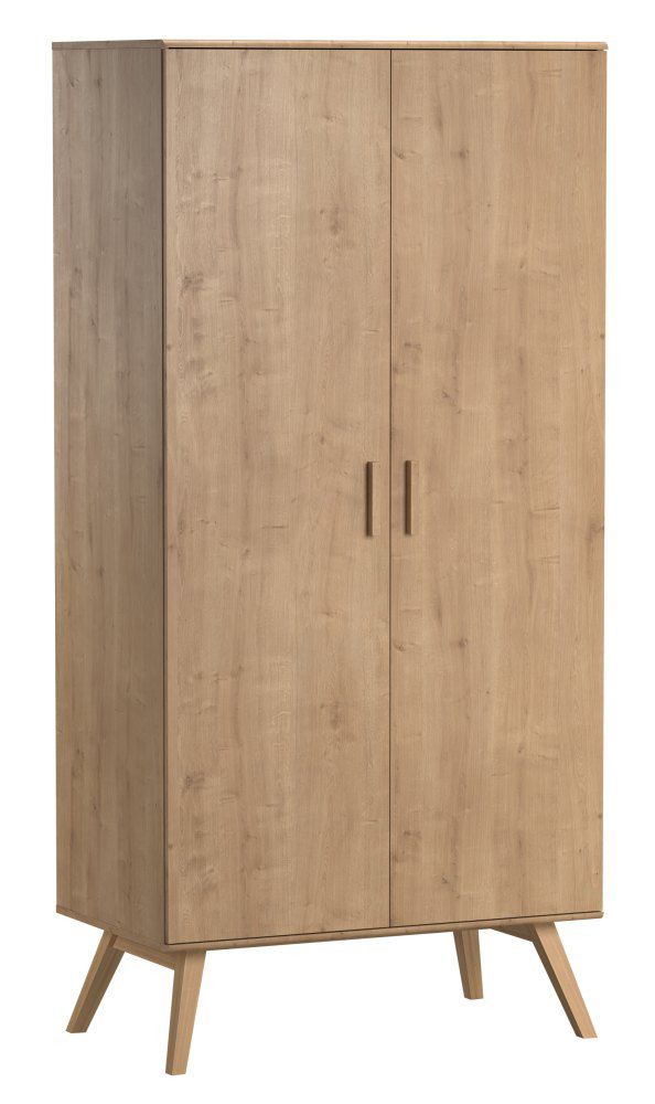 Drehtürenschrank / Kleiderschrank Skady 12, Farbe: Eiche - Abmessungen: 208 x 100 x 58 cm (H x B x T)