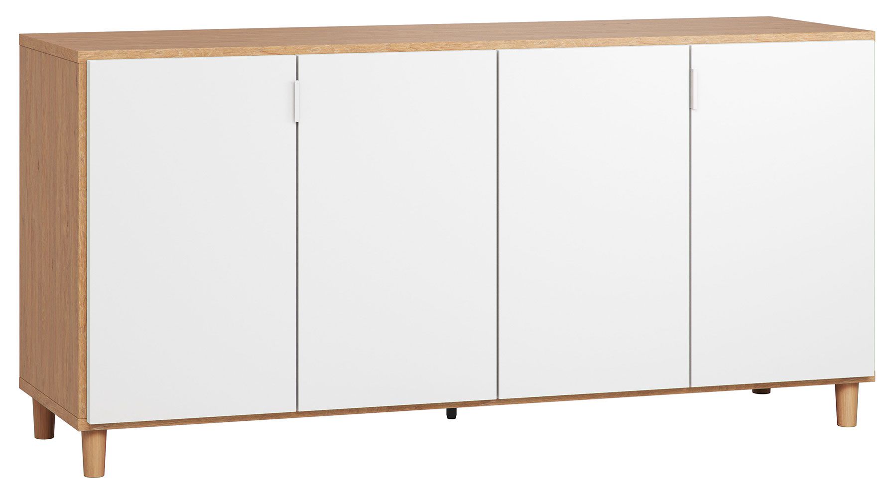 Kommode Arbolita 08, Farbe: Eiche / Weiß - Abmessungen: 78 x 160 x 47 cm (H x B x T)