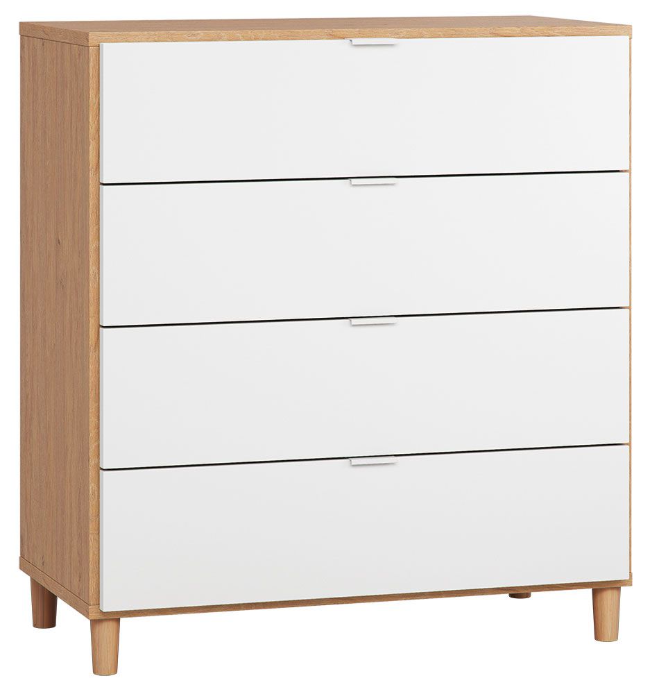 Kommode Arbolita 11, Farbe: Eiche / Weiß - Abmessungen: 100 x 90 x 47 cm (H x B x T)