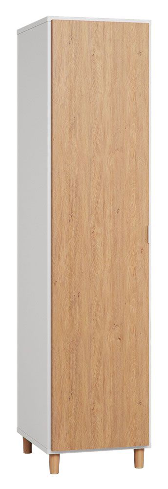 Drehtürenschrank / Kleiderschrank Arbolita 38, Farbe: Weiß / Eiche - Abmessungen: 195 x 47 x 57 cm (H x B x T)