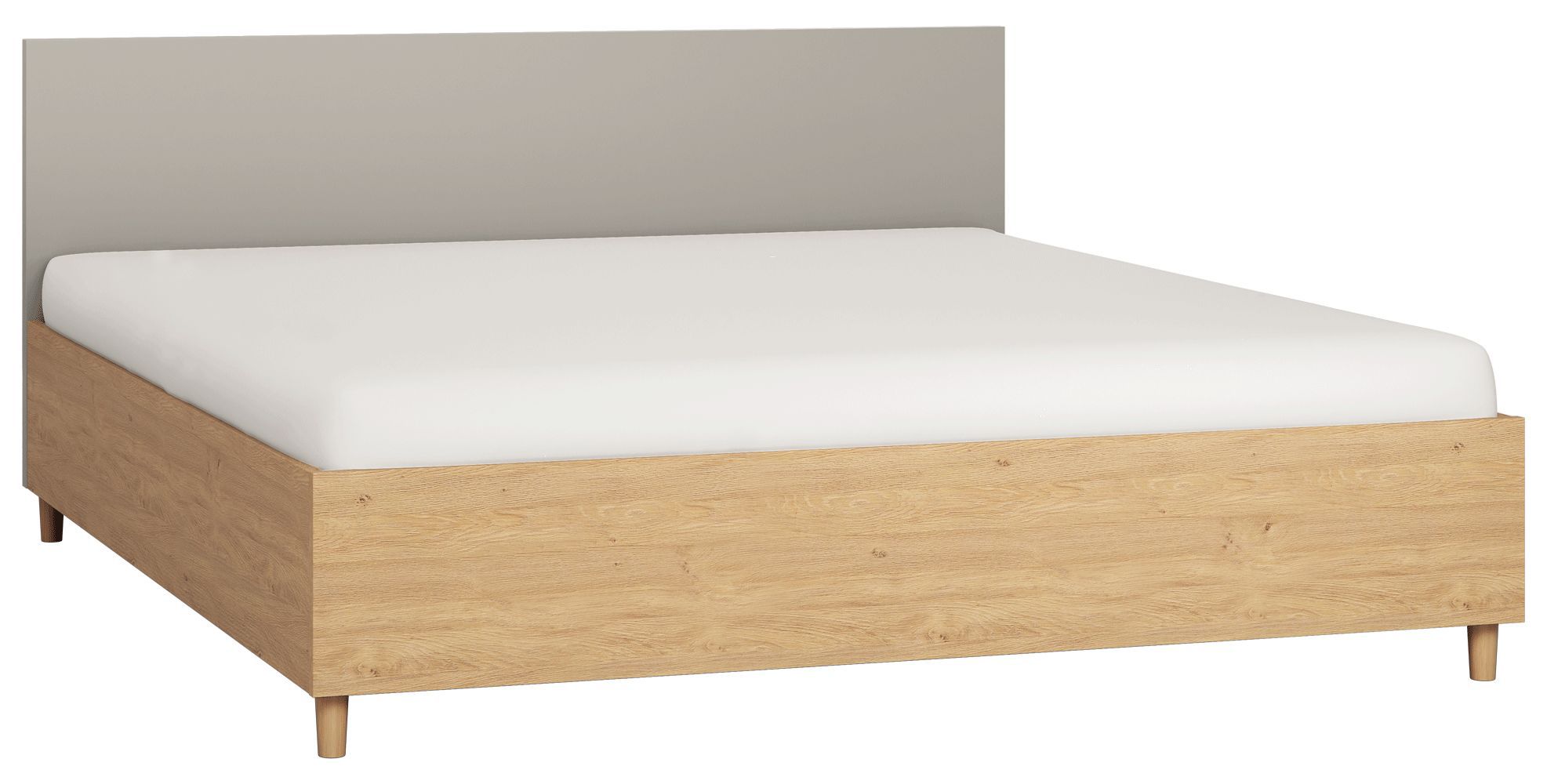 Doppelbett Nanez 18 inkl. Lattenrost, Farbe: Eiche / Grau - Liegefläche: 180 x 200 cm (B x L)