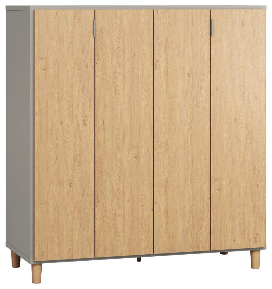 Barschrank Nanez 25, Farbe: Grau / Eiche - Abmessungen: 122 x 112 x 47 cm (H x B x T)