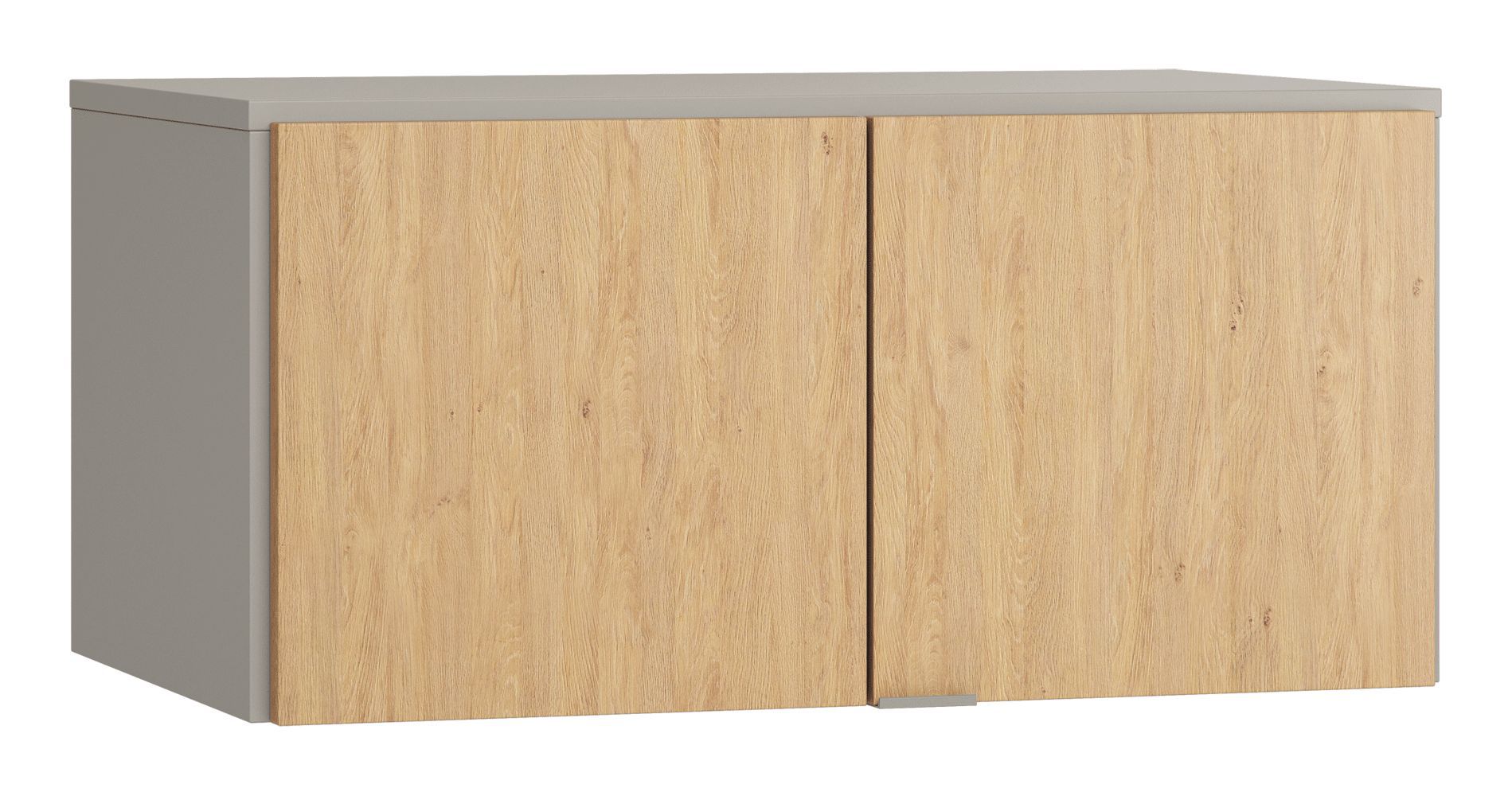 Aufsatz für zweitürigen Kleiderschrank Nanez 35, Farbe: Grau / Eiche - Abmessungen: 45 x 93 x 57 cm (H x B x T)