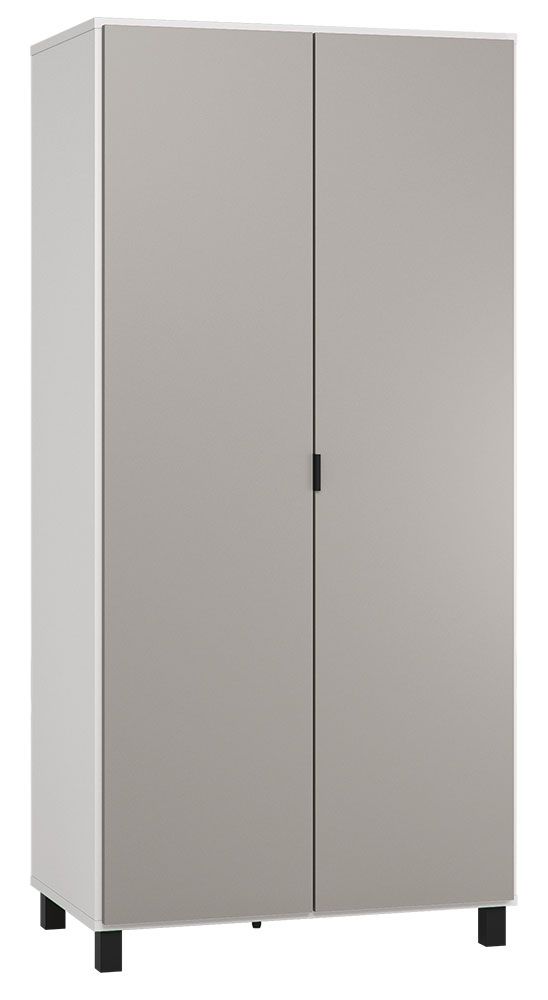 Drehtürenschrank / Kleiderschrank Pantanoso 13, Farbe: Weiß / Grau - Abmessungen: 195 x 93 x 57 cm (H x B x T)