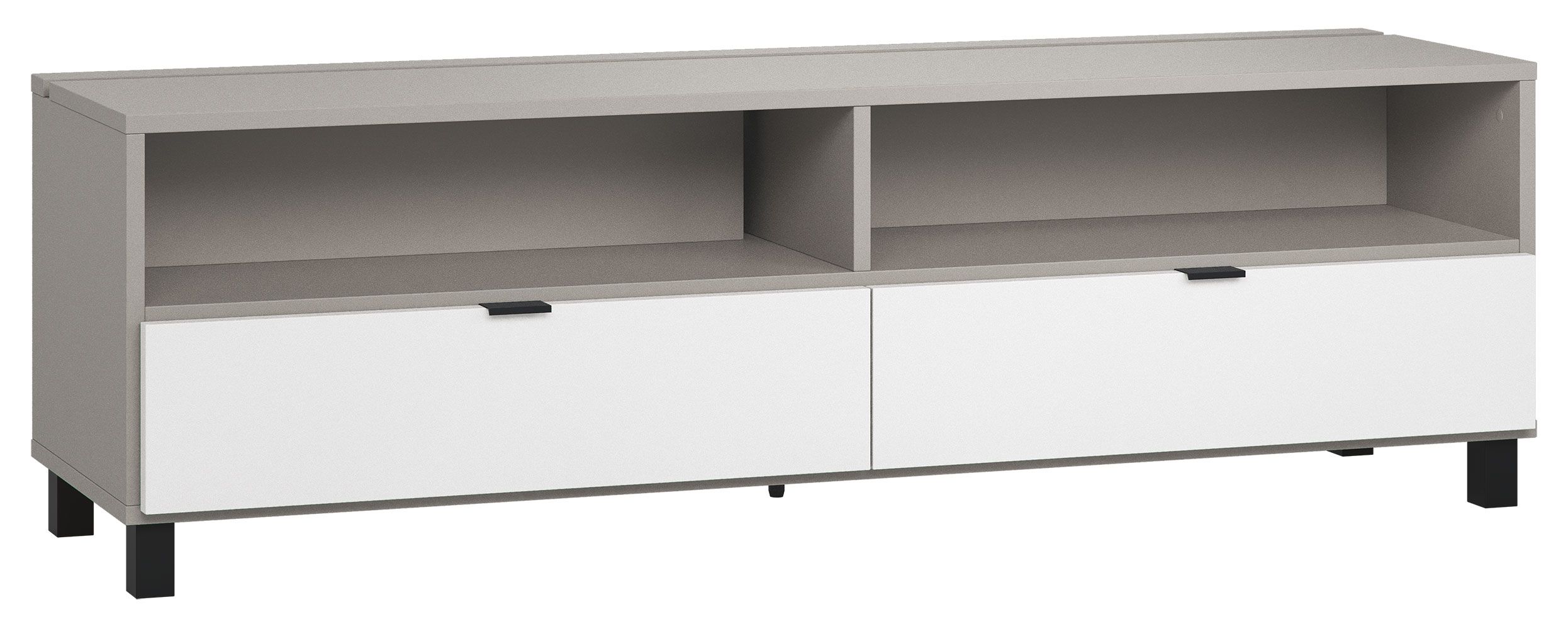 TV-Unterschrank Pantanoso 36, Farbe: Grau / Weiß - Abmessungen: 56 x 180 x 47 cm (H x B x T)