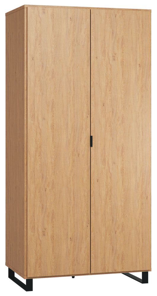 Drehtürenschrank / Kleiderschrank Patitas 13, Farbe: Eiche - Abmessungen: 195 x 93 x 57 cm (H x B x T)