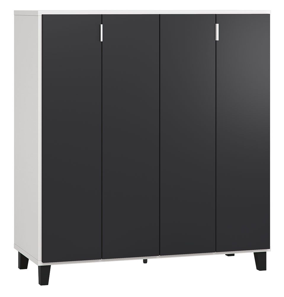 Barschrank Vacas 03, Farbe: Weiß / Schwarz - Abmessungen: 122 x 112 x 47 cm (H x B x T)