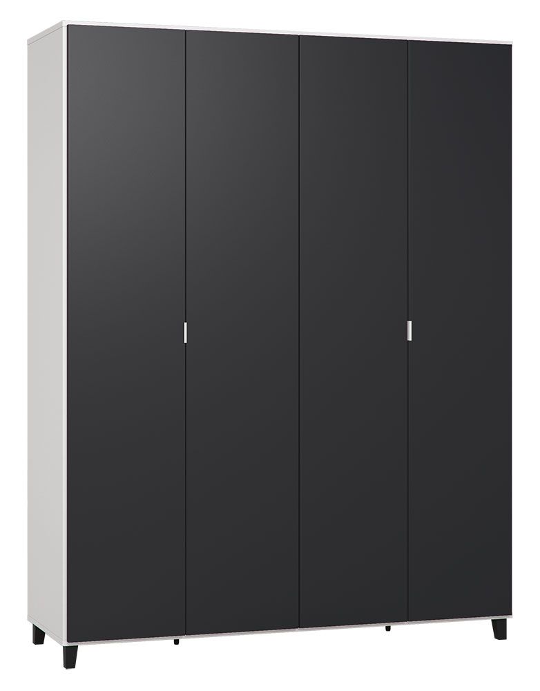 Drehtürenschrank / Kleiderschrank Vacas 15, Farbe: Weiß / Schwarz - Abmessungen: 239 x 185 x 57 cm (H x B x T)