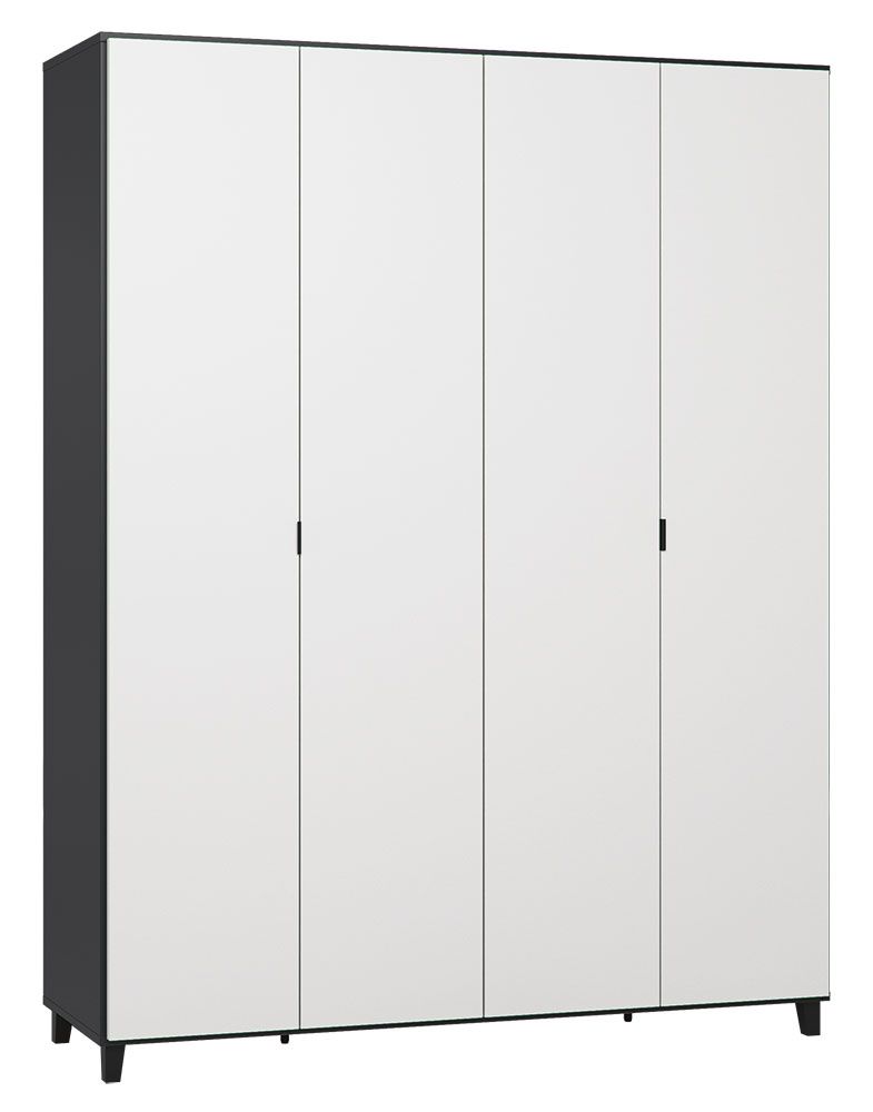 Drehtürenschrank / Kleiderschrank Vacas 41, Farbe: Schwarz / Weiß - Abmessungen: 239 x 185 x 57 cm (H x B x T)