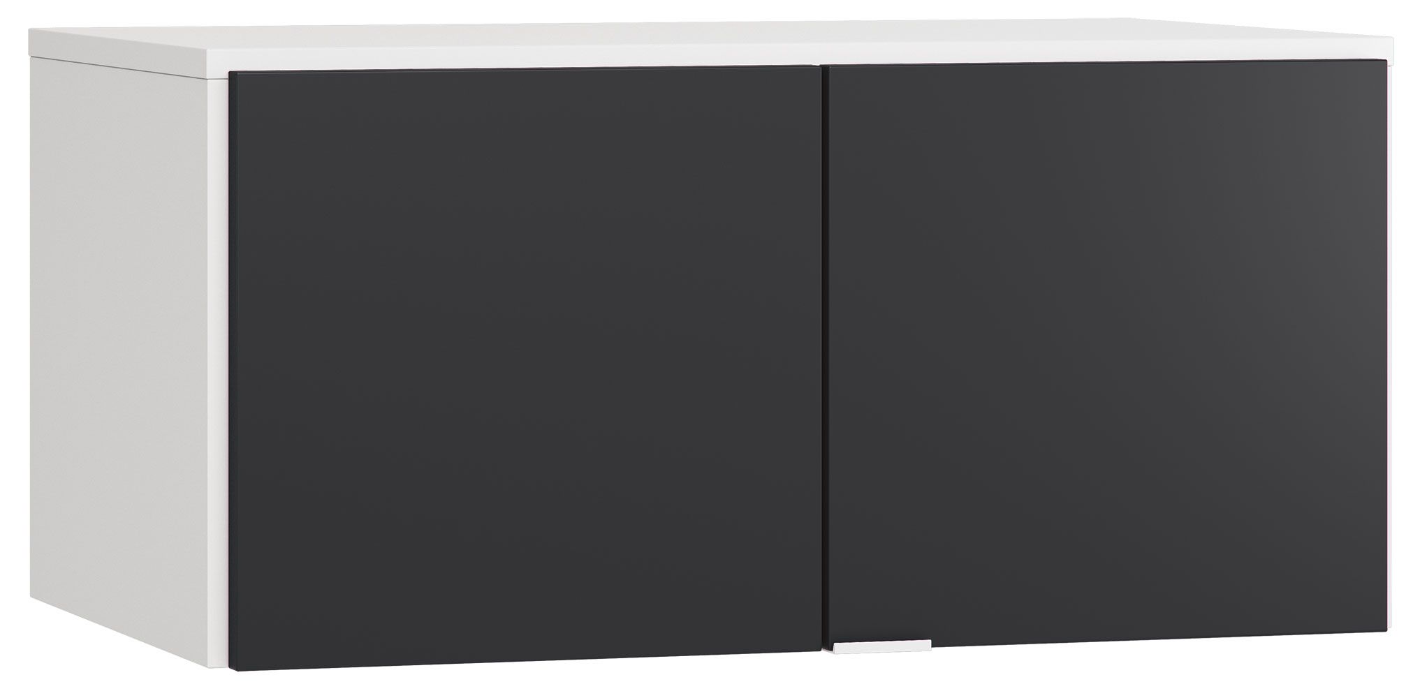 Aufsatz für zweitürigen Kleiderschrank Vacas 13, Farbe: Weiß / Schwarz- Abmessungen: 45 x 93 x 57 cm (H x B x T)