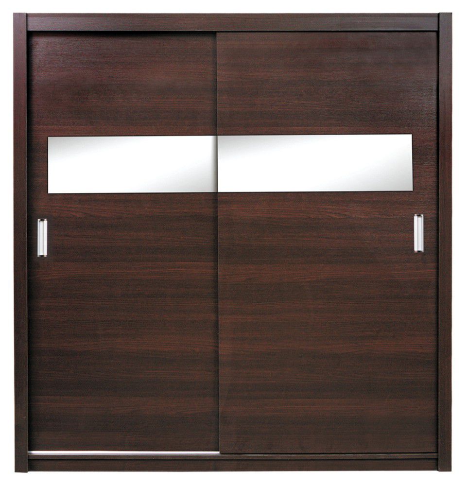 Schiebetürenschrank / Kleiderschrank Sepatan 06, Farbe: Wenge - Abmessungen: 210 x 150 x 60 cm (H x B x T)