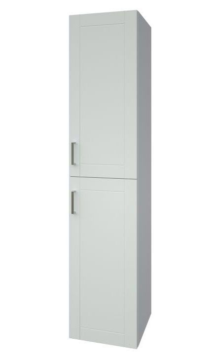 Badezimmer - Hochschrank Tumkur 07, Farbe: Weiß glänzend – 160 x 35 x 35 cm (H x B x T)