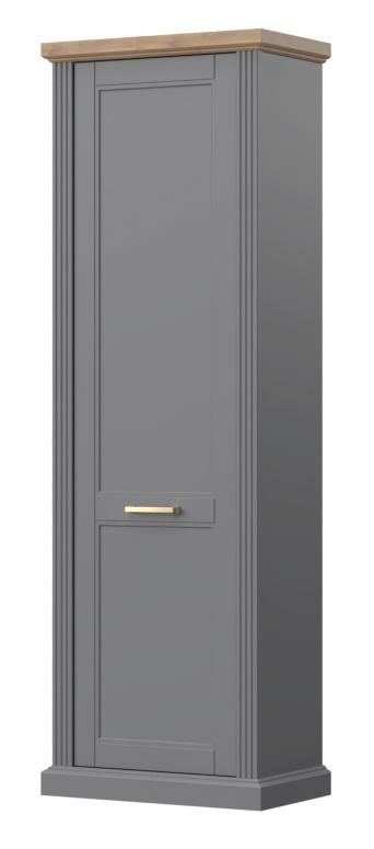 Schrank Lotofaga 05, Farbe: Grau / Walnuss - 193 x 65 x 38 cm (H x B x T)