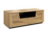 TV-Unterschrank "Topusko" 14, Farbe: Eiche / Schwarz, teilmassiv - Abmessungen: 46 x 121 x 51 cm (H x B x T)