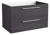 Waschtischunterschrank Pune 11 mit Siphonausschnitt, Farbe: Eiche Schwarz – 50 x 79 x 38 cm (H x B x T)