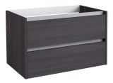 Waschtischunterschrank Kolkata 10 mit Siphonausschnitt, Farbe: Eiche Schwarz – 50 x 80 x 46 cm (H x B x T)