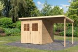 Gartenhaus SET AKTION 12 naturbelassen mit Anbaudach, Grundfläche: 4,45m²