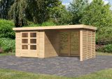 Gartenhaus SET AKTION naturbelassen mit Anbaudach 2,8 m Breite, Grundfläche: 5,05 m²