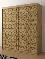 Kleiderschrank mit modernen Design Dom 55, Farbe: Eiche Artisan - Abmessungen: 200 x 180 x 62 cm (H x B x T), mit 10 Fächern