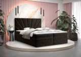 Boxspringbett mit weichen Veloursstoff Pirin 22, Farbe: Schwarz - Liegefläche: 160 x 200 cm (B x L)