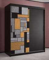 Kleiderschrank mit eleganten Design Aletschhorn 03, Farbe: Schwarz matt - Abmessungen: 200 x 150 x 62 cm (H x B x T), mit fünf Fächern und zwei Kleiderstangen