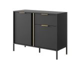 Schmales Sideboard mit zwei Türen Raoued 04, Farbe: Anthrazit - Abmessungen: 81 x 103 x 39,5 cm (H x B x T)