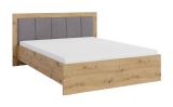 Modernes Doppelbett Hannut 33, Farbe: Eiche Artisan / Grau - Liegefläche: 160 x 200 cm (B x L)