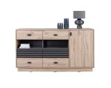 Sideboard mit genügend Stauraum Niel 08, Farbe: Eiche / Anthrazit - Abmessungen: 85 x 155 x 40 cm (H x B x T)