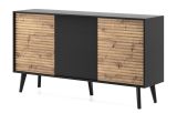 Sideboard mit modernen Design Banbury 03, Farbe: Eiche Artisan / Schwarz - Abmessungen: 83 x 154 x 39 cm (H x B x T)