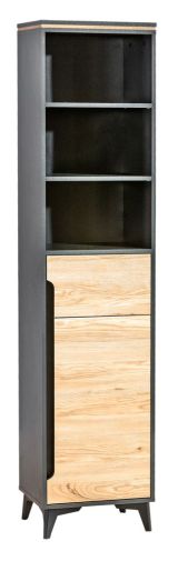 Schrank Amanto 3, Farbe: Schwarz / Esche - Abmessungen: 200 x 47 x 40 cm (H x B x T)