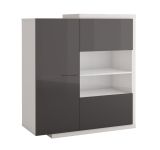 Kommode Sombor 09, Farbe: Schwarz Hochglanz  / Weiß - Abmessungen: 118 x 92 x 36 cm (H x B x T)