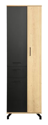 Schrank Riemst 02, Farbe: Eiche / Schwarz - Abmessungen: 194 x 60 x 40 cm (H x B x T)