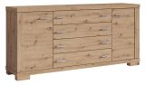 Kommode / Sideboard "Temerin" 09, Farbe: Eiche Rustikal - Abmessungen: 86 x 180 x 42 cm (H x B x T)