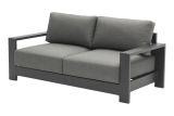 2-Sitzer Lounge Gartensofa London mit Armlehnen, Farbe: anthrazit, Stoff: dunkelgrau, 1780 x 840 x 670 mm, Beständigkeit gegen Abrieb und UV Strahlung