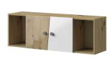 Hängeschrank Sirte 13, Farbe: Eiche / Weiß / Grau Hochglanz - Abmessungen: 41 x 120 x 32 cm (H x B x T)