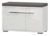 Sitzbank mit Stauraum / Schuhschrank Garim 54, Farbe: Weiß Hochglanz - Abmessungen: 53 x 76 x 35 cm (H x B x T)