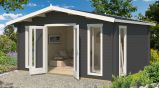 Gartenhaus G290 Carbongrau inkl. Fußboden - 44 mm Blockbohlenhaus, Grundfläche: 17,28 m², Satteldach