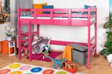 Hochbett 90 x 200 cm für Kinder, "Easy Premium Line" K22/n, Buche Massivholz rosa lackiert, teilbar