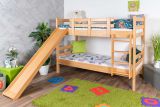 Stockbett mit Rutsche 80 x 200 cm, Buche Massivholz Natur lackiert, umbaubar in zwei Einzelbetten, "Easy Premium Line" K28/n