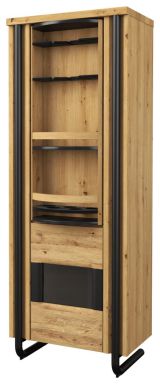 Weinregal Ogulin 03, Farbe: Eiche / Schwarz, teilmassiv - Abmessungen: 199 x 74 x 45 cm (H x B x T)