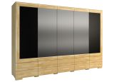 Drehtürenschrank / Kleiderschrank "Lipik" 45, Farbe: Eiche / Schwarz, teilmassiv - Abmessungen: 224 x 303 x 61 cm (H x B x T)