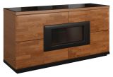 Kommode / Sideboard "Postira" 09, Farbe: Walnuss / Schwarz, teilmassiv - Abmessungen: 82 x 161 x 51 cm (H x B x T)