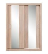 Schiebetürenschrank / Kleiderschrank Zwalm 03, Farbe: Eiche - Abmessungen: 215 x 160 x 60 cm (H x B x T)