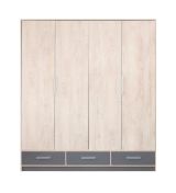 Drehtürenschrank / Kleiderschrank Beerzel 01, Farbe: Eiche / Grau - Abmessungen: 230 x 204 x 60 cm (H x B x T)