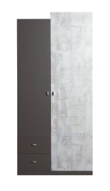 Jugendzimmer Drehtürenschrank / Kleiderschrank Ohey 03, Farbe: Dunkelgrau / Hellgrau - Abmessungen: 195 x 90 x 50 cm (H x B x T)