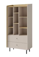 Regal mit 2 Schubladen Sampont 06, Beige / Eiche hell, 170 x 80 x 42 cm, mit 9 Fächern und ABS-Kanten, professionell verarbeitet, hochwertige Materialien