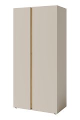 Schlichter Kleiderschrank Fricourt 03, Beige / Eiche hell, 195 x 90 x 50 cm, mit 7 Fächern und 1 Kleiderstange, ABS-Kanten, hochwertig verarbeitet