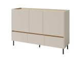 Zweifarbige Kommode Fricourt 07, Beige / Eiche hell, 105 x 150 x 40 cm, mit 6 Fächern und 3 Schubladen, ABS-Kanten, einfache und rasche Montage